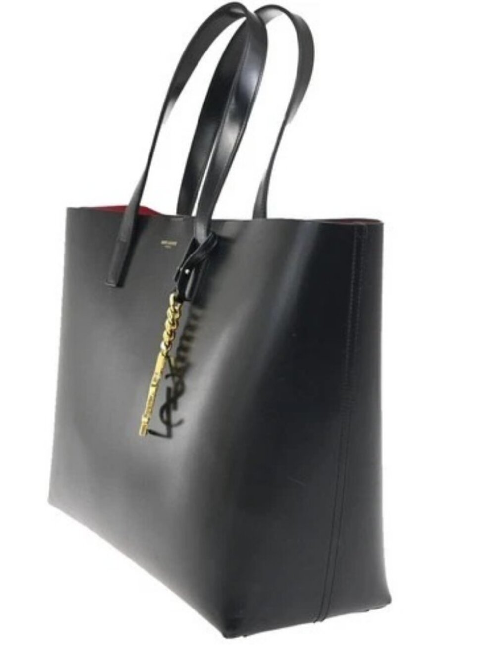 SAINT LAURENT Shoulder Hand Tote Bag Pouch Leather Black GHW Italy 95RL924 - Picture 2 of 15